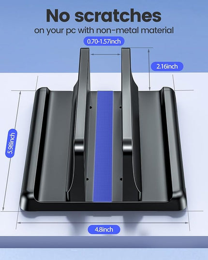 Vaydeer Vertical Laptop Stand Holder Organizer Plastic Adjustable Desktop Notebook Dock Space-Saving 3 in 1 for All MacBook Pro Air,Mac,HP,Dell,Microsoft Surface,Lenovo,up to 17.3 inches (Black)