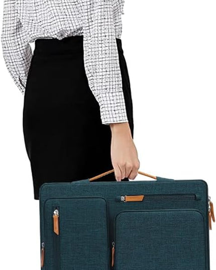 MOSISO 360 Protective Laptop Case 15 inch, 15 inch Laptop Sleeve Compatible with MacBook Air M4 M3 M2 2025 2024 2023, Dell XPS Plus, Side Open Carrying Case with 4 Zipper Pockets&Handle, Teal Green