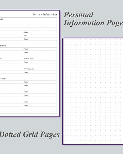 Daily Planner Undated - A5 To Do List Notebook Hourly Schedules, Spiral Appointment Planner for Women and Men, PVC Hardcover, Inner Pocket, Elastic Closure, 5.8" x 8.3", Purple