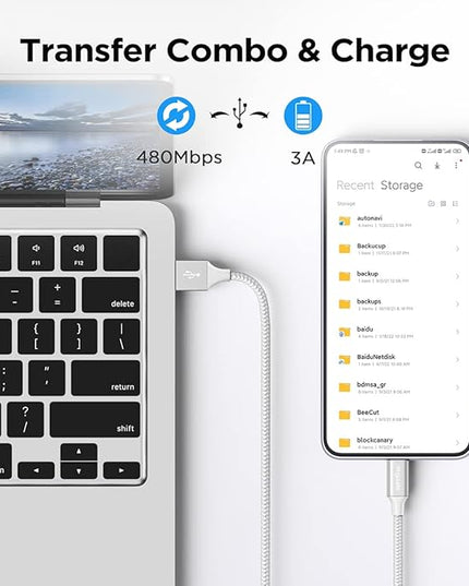 etguuds USB A to USB C Cable 6.6ft, 2-Pack, 3A Fast Charging Type C Charger Cord for iPhone 17 16 15 Pro Max 16e 17 Air, Samsung Galaxy S25 S24 S23 S22 S21 S20 A17 A16 A56 A55 Flip Fold, White