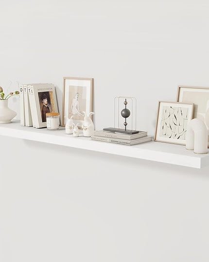 Fun Memories 72 Inch Floating Shelf, 12 Inch Deep Wall Shelf for Fireplace Mantel, Deep Storage Shelves for Home & Office, Wall Shelves with Invisible Bracket, White, Set of 1