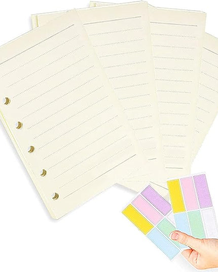 A7 Planner Refill,4 Packs per Set, Line Paper, A7 Binder Refills 6 Ring with Label Stickers Gift,Mini Binder Refills,6 hole/100gsm Thick Paper/4.84 x 3.23'', Harphia