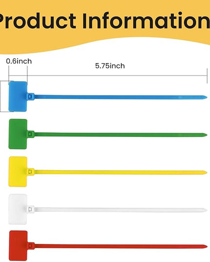 Cable Marker Tie Tags, 104Pcs Self-Locking Zip Tags Write on Label, Nylon Wire Label Multicolor Network Marking for Home Office-5 Colors/6Inch