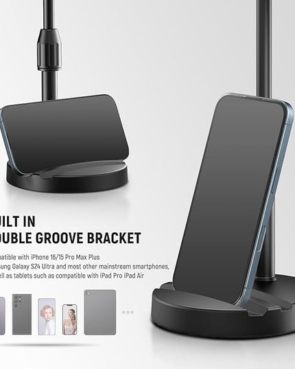 NEEWER Basics 5"/13cm Desk Ring Light with Stand, Phone Holder Base, 10W LED Selfie Light Compatible with iPhone for Video Recording Laptop Webcam Zoom Video Conference Lighting Makeup, Black BR60