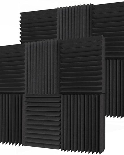 TroyStudio Thick Acoustic Foam Panels, 12 X 12 X 3 Inch 12 Pcs Broadband Sound Absorbing Foam, Dense Soundproof Padding Tile, Recording Studio Foam Absorber, Wedges Decorative 3D Wall Ceiling Panel