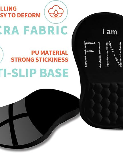 Ergonomic Mouse Pad Wrist Support with Memory Foam Massage Bulge, Carpal Tunnel Pain Relief Mousepad Wrist Rest for Mouse(12x8 inch, I Am Fine)