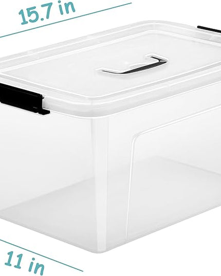 19 Quart Plastic Storage Bins with Lids, 6-Pack Stackable Clear Storage Organizing Box with Handle