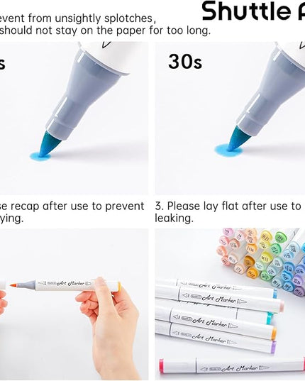 Shuttle Art Pastel Alcohol Markers Brush tip, Dual Tip Brush & Fine Tip Art Marker Set, 50 Colors plus 1 Blender Marker Pens with Case Perfect for Illustration Kids Students Adults Coloring Sketching