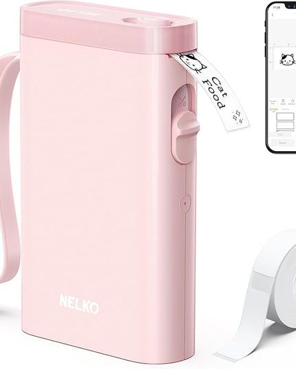 Nelko Label Maker Machine with Tape, P21 Bluetooth Label Printer, Wireless Mini Label Makers with Multiple Templates for School Office Home, Pink