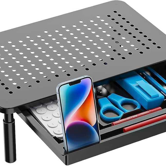 Laptop/Monitor Stand, Tablet Screen, Sturdy Metal Printer Laptop Stand, Adjustable Height with Storage Drawer, Suitable for Monitors/laptops/Tablets.