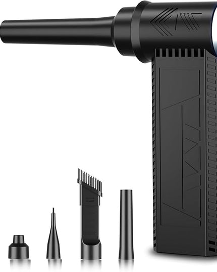 Cordless Electric Air Duster: 120,000 RPM High-Speed 4-Speed Adjustable Blower, Rechargeable Battery-Powered Dust Cleaner for PC Keyboards, Electronics, Cars & Outdoor Use (deep Black)