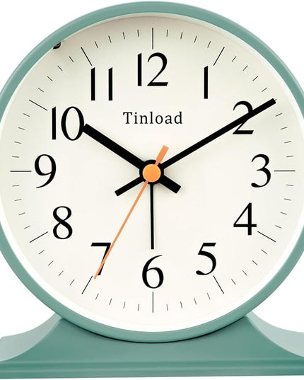 4.5"Retro Analog Alarm Clock,Vintage decor , Super Silent Non Ticking Small Clock with Manual Light, Snooze, Battery Operated, for Bedroom, Living Room, Office,Nightstand, Bedside, Desk ,Table(Green)