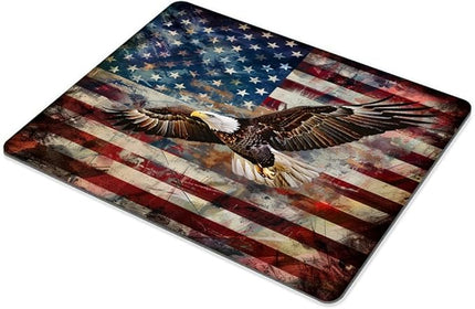 Square Mouse Pad Patriotic Bald Eagle with American Flag-1,Gaming Mouse Pads for Desk,Soft Computer Waterproof Non-Slip Mouse Mat