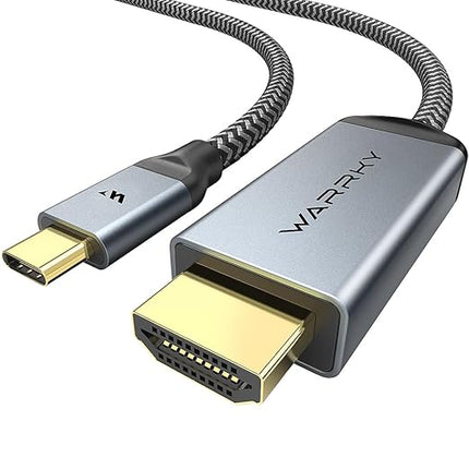 Warrky 4K 60Hz USB C to HDMI Cable 3.3ft [Anti-Interference Gold-Plated Plugs] Aluminum Type-C to HDMI 2.0 Cord, Thunderbolt 3/4/5 Compatible for iPhone 15/16 Series, MacBook, iMac, iPad Pro, Galaxy