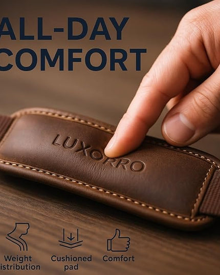 Luxorro Full Grain Leather Briefcase for Men, Top Choice Gifts, Handcrafted Laptop Bag with Multiple Compartments and Brass Hardware, Fits 15.6 Inch Laptop