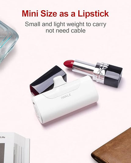 iWALK Small USB-C Portable Charger, 4500mAh Portable Charger for iPhone 16/15 16 Plus 16 Pro Max Mini Power Bank for Samsung Galaxy S25 S24 S23, Z Flip 5, Note, Moto, LG, Google Pixel, White