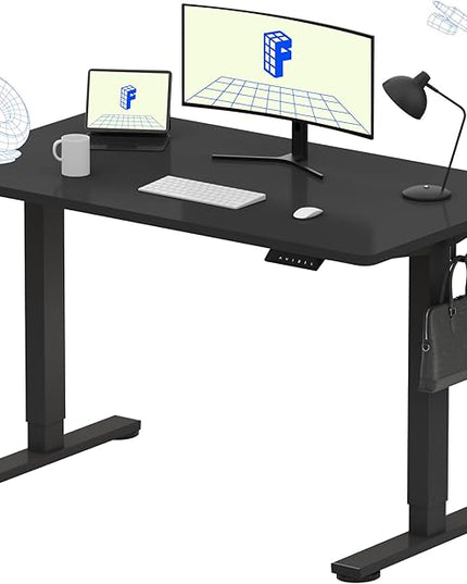 FLEXISPOT EN1 One-Piece Standing Desk 48 x 24 Inches Electric Stand Up Desk for Home Office (Black Frame + 48" Black Top)