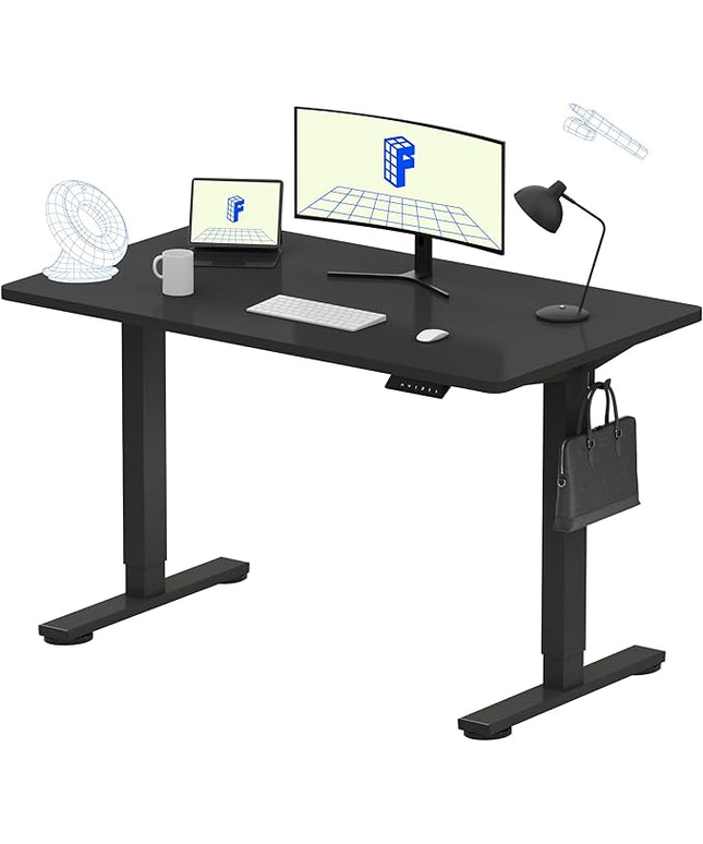 FLEXISPOT EN1 One-Piece Standing Desk 48 x 24 Inches Electric Stand Up Desk for Home Office (Black Frame + 48" Black Top)