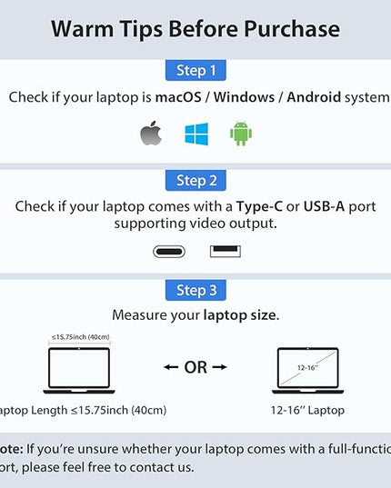 KYY 14" Portable Triple Monitor for Laptop, Laptop Screen Extender with Full HD IPS Display, Computer Extended Monitor Compatible with Mac, Windows, Chrome, Fits 12-16 Inch Laptops