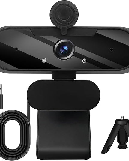 USB HD 1080P Video Webcam and Wide Angle Camera with Built-in Microphone and Rotatable Tripod,for Laptop Computer or Desktop PC,Great for Live Streaming.Calls.Video Conferencing(Black)