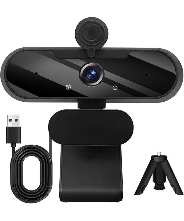 USB HD 1080P Video Webcam and Wide Angle Camera with Built-in Microphone and Rotatable Tripod,for Laptop Computer or Desktop PC,Great for Live Streaming.Calls.Video Conferencing - 1(Black)