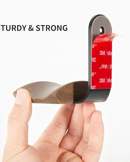 Jcurycke Headset Holder with 6cm Wide Walnut Headrest,Headphone Wall Mount Holder with Adhesive Tape and Screw, Headphone Stand for Over Ear and Gaming