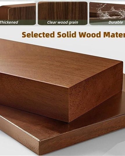 Corner Monitor Stand Riser, Wooden Triangular Computer Shelf, Space-Saving Desktop Organizer for L-Shaped & Corner Desks & Office Desk Accessories(Walnut,40x25x14cm)