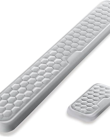 Wrist Rest for Keyboard and Mouse, Upgrade Enlarge Mouse Pad Wrist Rest, Ergonomic Memory Foam, Non-Slip Base for Computer Gaming & Office Work, 2 Piece Set, Grey (14.17x3.15+5.9x3.15 inch)
