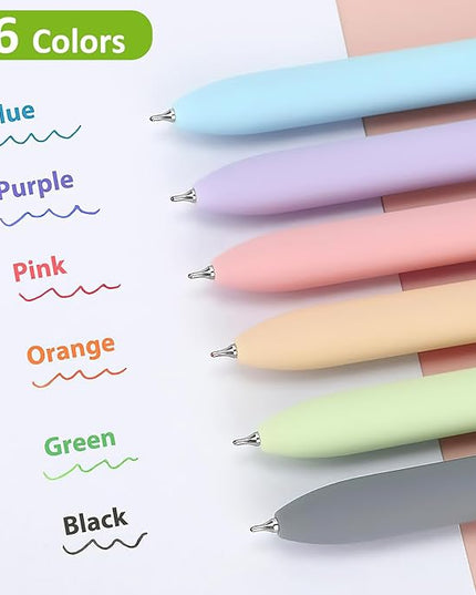 FIOVER Colored Pens, 6 Pack Colorful Gel Pens, Quick-Dry 0.7mm Medium Point for Journaling, Note Taking, Doodling, Aesthetic Office School Supplies, Gifts for Women Men(Multiple Colors)