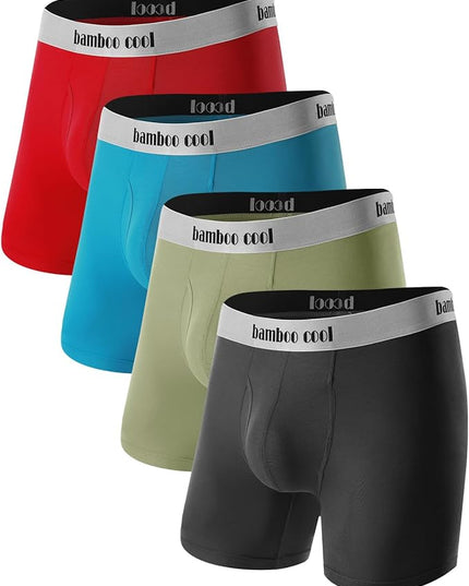 BAMBOO COOL Men's Ultra Breathable Underwear,No Riding Up Boxer Briefs with ComfortFlexible Waistband,Multipack