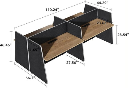 SAINTCY 4-Person Modular Desk Workstation with Privacy Walls & Integrated Power | Includes Mobile Drawer Cabinets | Space-Saving Layout for Startups & Modern Offices (Black, 2 Desk for 4 Person)