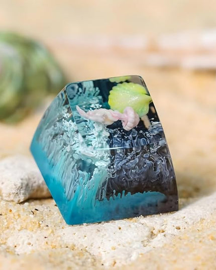 Jellyfish Artisan Keycap Black Blue Coral R1 SA Profile Custom Sea Creature Keycaps 1U ESC Handmade Gaming Sea Resin Key cap Cherry MX Switch Compatible Mechanical Keyboard Jellyfish Lover Gift