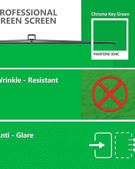 【Wider Style】 RAUBAY 78.7 x 82.7in Large Collapsible Green Screen Backdrop Portable Retractable Chroma Key Panel Photo Background with Stand for Video Conference, Photographic Studio, Streaming