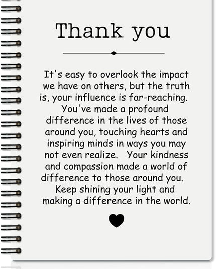 Thank You White Hardcover 160 Pages Spiral Notebooks, Funny Thank You Gifts for Women Men Coworkers Leader Mentor, Appreciation Gifts for Employees, Thanksgiving Gifts for Colleagues Leaders