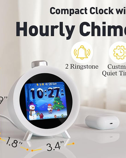 MOMILLA Alarm Clock for Heavy Sleepers, Colorful Screen Temperature, Loud 7-Day Programmable 4 Alarms, Small Clocks Bedrooms for Kids Adults Boys Girls, Easy to Set, Digital White Noise, Hourly Chime