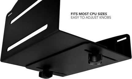 Mount-It! CPU Wall Mount Bracket, Desktop Computer Tower Holder with Safety Straps, Heavy Duty Size Adjustable CPU Holder, Steel, Black, 22 Lbs Capacity, Saves Floor and Desk Space