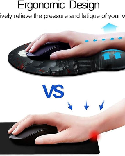 Ergo Comfort Gel Wrist Rest Mouse Pad-Ergonomic Office Mousepad with Wrist Support-Non-Slip, Design Desk Accessories Mat for Home&Game Decor Full Moon