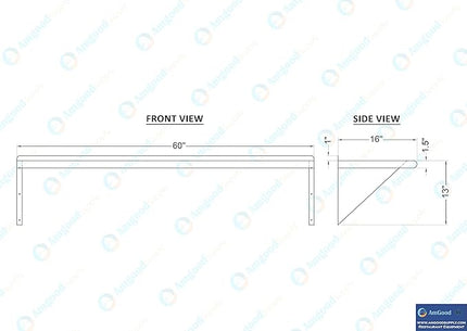 AmGood 16 in. x 60 in. Stainless Steel Wal Mount Shelf. Commercial/Home. Kitchen, Restaurant, Garage, Laundry, Utility Room. NSF