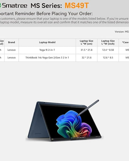 Smatree MS49T Hard EVA Protective Sleeve Case with Stand Compatible for 14 inch Lenovo ThinkBook 14s Yoga Gen 3 2 in 1 Laptop/ThinkBook 14s Yoga Gen 2, for 14 inch Lenovo Yoga 9i 2 in 1