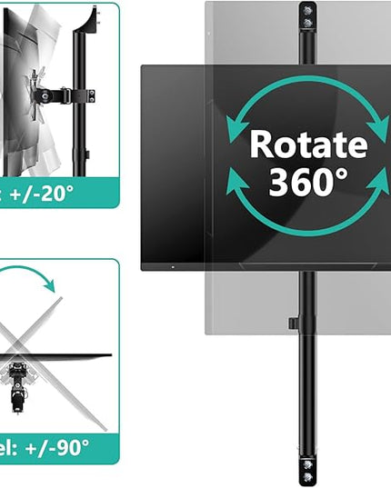 WALI Vertical Dual Monitor Wall Mount, Stacked Monitor Wall Mount for 17-38 Inch 2 Screens 22lbs each with Height Adjustment Heavy Duty Sturdy Steel Tilt Swivel Rotate Flexibility VESA 75x75/100x100mm