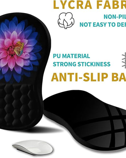 Hokafenle Ergonomic Mouse Pad Wrist Support, Wrist Rest Mousepad for Carpal Tunnel Pain Relief with Integrated Memory Foam Slope Massage Bulge (11.8x7.9 inch,Butterfly Lotus Floral