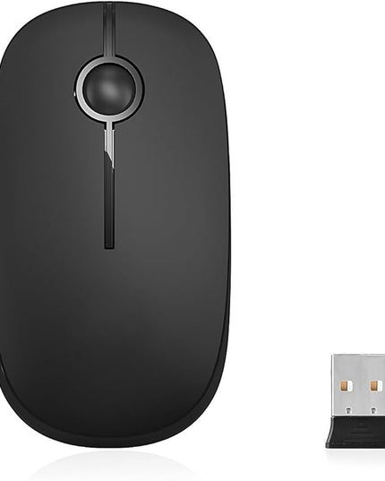 VssoPlor Wireless Mouse, 2.4G Slim Portable Computer Laptop Mouse with Nano Receiver Quiet Silent Optical Mice for Notebook, PC, Laptop, Computer-Black