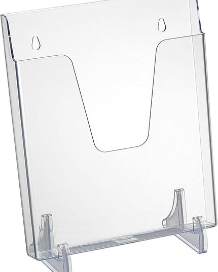 Acrimet Pocket File Holder Vertical Design Brochure Display (for Wall Mount or Countertop Use) (Removable Supports Included) (Letter Size) (Clear Crystal Color)
