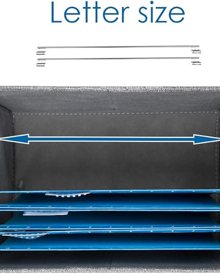 PRANDOM File Organizer Box - Set of 4 Collapsible Decorative Linen Filing Storage Hanging File Folders with Lids Office Cabinet Letter Size Navy Blue (14x9.3x10.8 inch)
