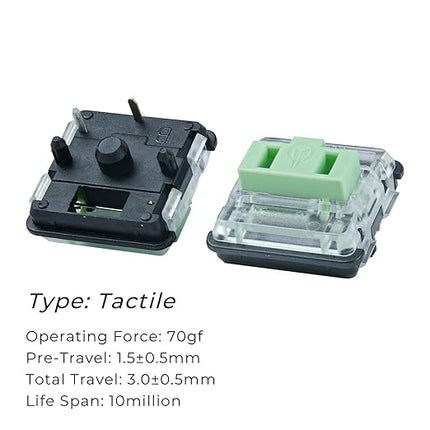 Kailh PG1350 Choc V1 Low Profile Keyboard Switches,5-Pin 20-70gf,Kailh Choc V1 Switch clicky&Linear and Tactile for Chocolate Mechanical Gaming Keyboard,Built-in LED Slot (Jade-35Pcs)