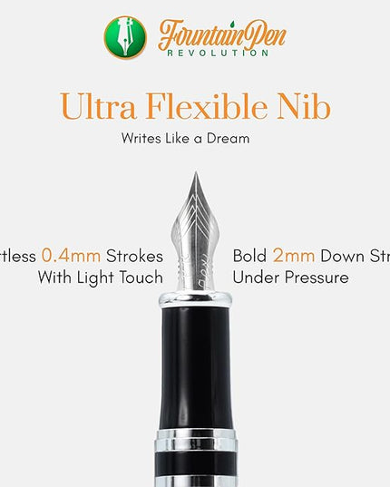 FPR Ambassador Ultra Flex Nib Fountain Pen Set, Burgundy - Refillable Pen w/Cartridges & Converter - Calligraphy Pens for Writing, Journaling & Gifting - Luxury Pens For Smooth Strokes