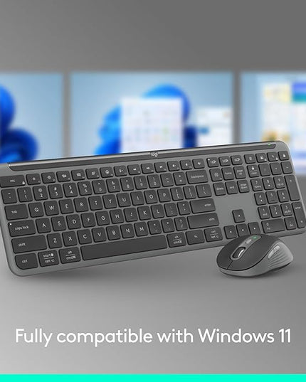 Logitech MK955 Signature Slim Wireless Keyboard and Mouse Combo, for Larger Hands, Quiet Typing and Clicking, Switch Across Three Devices, Bluetooth, Multi-OS, for Windows and Mac