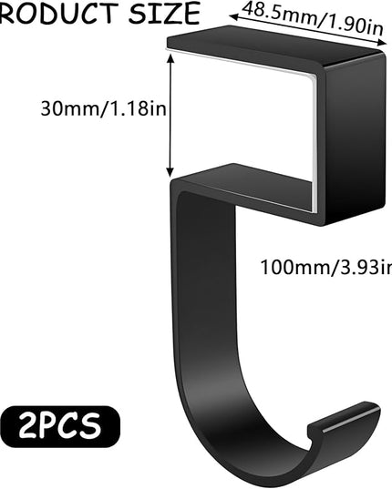 2PCS Heavy Duty Purse Hook for Table, Portable 5-Shaped Handbag Hanger for Desk, Non-Slip Alloy Bag Holder for Umbrellas, Backpacks, Office and Dining Use (Black)