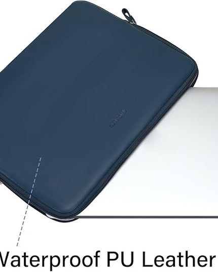 MOSISO Laptop Sleeve Bag 13 inch Compatible with MacBook Air 13.6 inch 2025-2022 M4 M3 M2/Air 13 inch 2022-2018 M1/Pro 13 2025-2016 M2 M1, PU Leather Padded Bag Waterproof Case, Peacock Blue