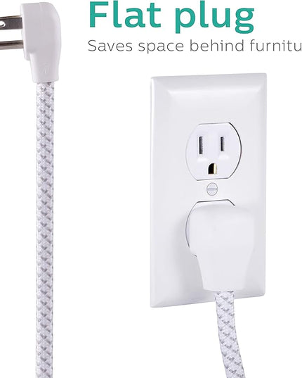 Philips Surge Protector Power Strip, 3 Outlet Surge Protector, 6Ft Cord Power Strip, Surge Protector with USB Ports, 3-Prong Flat Plug Power Strip, 360J Surge Protector Outlet, White, SPP3306WB/37